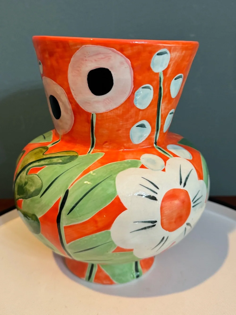 Anthropologie Julie Moon Orange Floral Vase